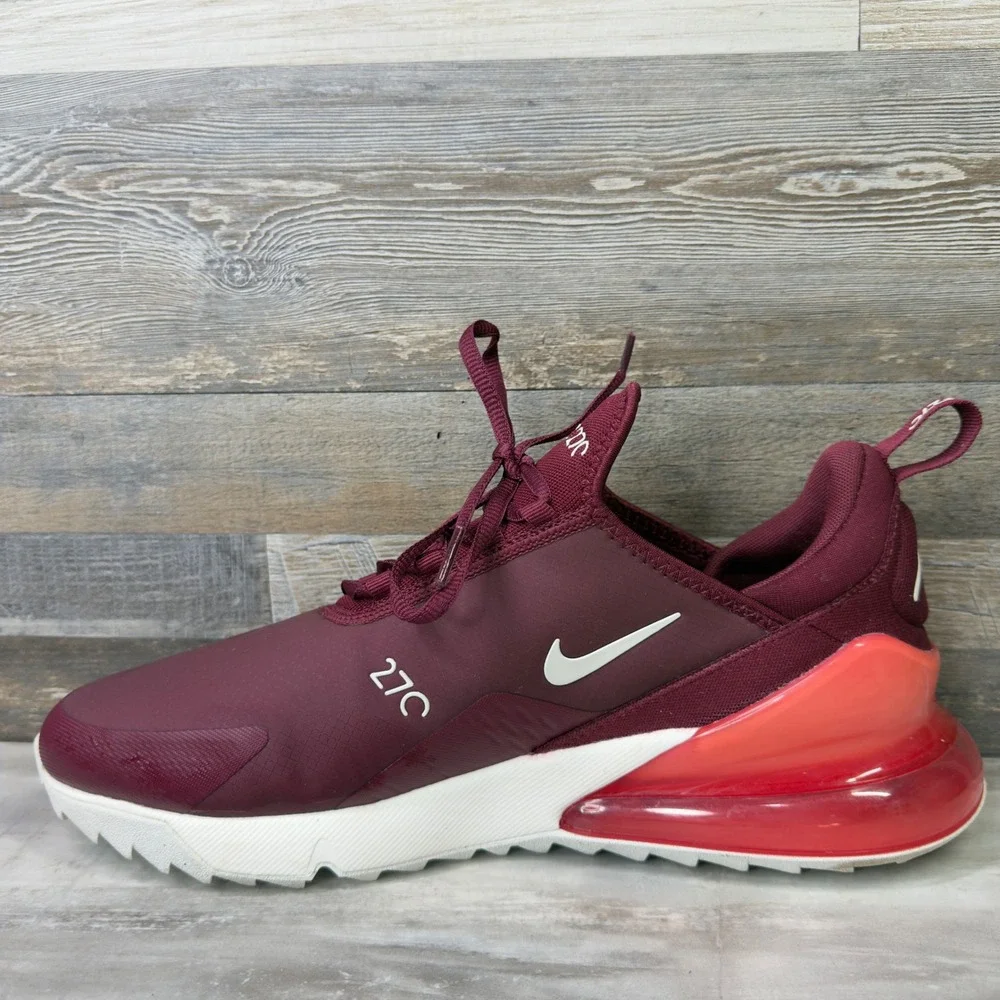 Nike Air Max 270 G Mens Size 11.5 Golf Shoes Spikeless Burgundy Red CK6483-600